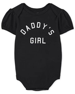 the children's place baby short sleeve 100% cotton family bodysuits, daddy's girl, 12-18 months