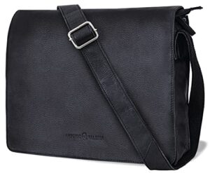 antonio valeria albert black grainy nappa leather messenger bag for men