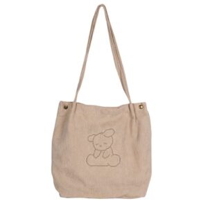 AWXZOM Corduroy Tote Bag tote bag for women corduroy Shoulder bag corduroy crossbody bag cute tote bags aesthetic bag (bear1)