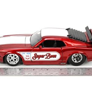 Big Time Muscle 1:24 1970 Ford Mustang Boss 429 Die-cast Car Candy Red, Toys for Kids and Adults