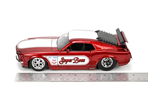 Big Time Muscle 1:24 1970 Ford Mustang Boss 429 Die-cast Car Candy Red, Toys for Kids and Adults