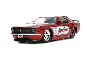 big time muscle 1:24 1970 ford mustang boss 429 die-cast car candy red, toys for kids and adults