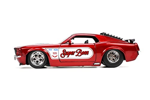 Big Time Muscle 1:24 1970 Ford Mustang Boss 429 Die-cast Car Candy Red, Toys for Kids and Adults