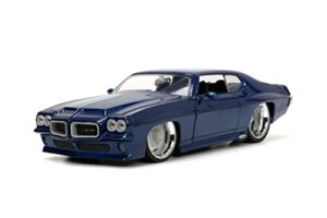 big time muscle 1:24 1971pontiac gto die-cast car dark blue, toys for kids and adults