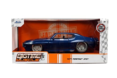 Big Time Muscle 1:24 1971Pontiac GTO Die-cast Car Dark Blue, Toys for Kids and Adults