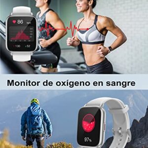 RUIMEN Smart Watch Answer/Make Calls Fitness Watch with Spare Strap Reloj Inteligente 1.7”Full Touch Smartwatchs for Women Men Heart Rate/Sleep Monitor Watch 100+ Sports IP68 Waterproof(Gray)