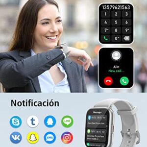 RUIMEN Smart Watch Answer/Make Calls Fitness Watch with Spare Strap Reloj Inteligente 1.7”Full Touch Smartwatchs for Women Men Heart Rate/Sleep Monitor Watch 100+ Sports IP68 Waterproof(Gray)