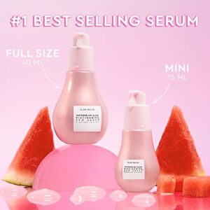 Glow Recipe Watermelon Glow Niacinamide Dew Drops Hydrating Serum with Hyaluronic Acid, Moringa Oil + Vitamin E - Lightweight Facial Serum & Priming Liquid Highlighter - Travel Size (15 ml)