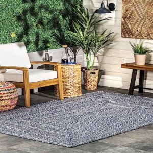 nuloom rowan braided texture indoor/outdoor area rug, 4x6, blue
