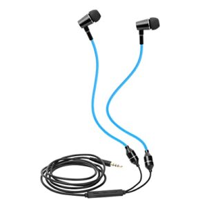 ibrain air tube headphones air tube earbuds with patented technology airtube headset with microphone & volume control airtube headphones for a safe and healthy listening (black & blue)