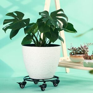 KvyusFlourish 2 Packs Metal Plant Caddy with Wheels 13.6" Rolling Plant Stands Heavy-Duty Wrought Iron Plant Dolly Plant Rollers Planter Mover with Casters, Strong Load Capacity