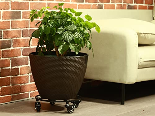 KvyusFlourish 2 Packs Metal Plant Caddy with Wheels 13.6" Rolling Plant Stands Heavy-Duty Wrought Iron Plant Dolly Plant Rollers Planter Mover with Casters, Strong Load Capacity