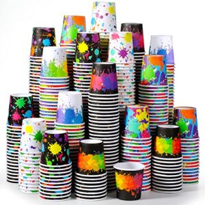 500 pack 2 oz paper cups, mini mouthwash cups, disposable bathroom cups, small paper drinking cups espresso cups for home office travel picnic party supplies (artist paint)