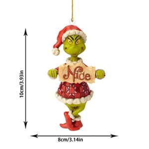 Grinchs Christmas Tree Ornaments | 2022 Christmas Tree Acrylic Pendant Funny Green Grinchs Christmas Decor for Home Holiday Party (Double -Sided Printing)