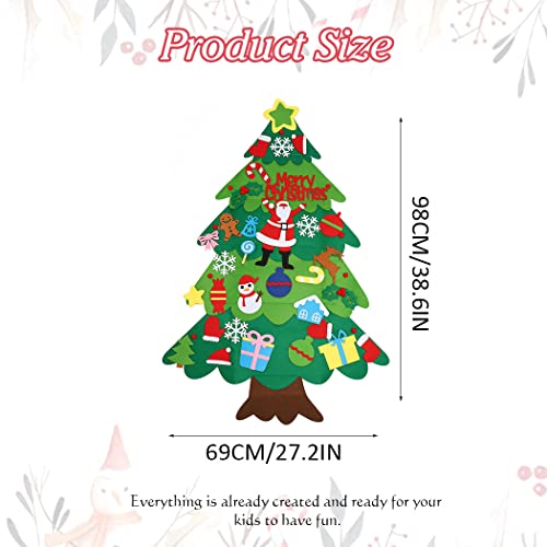 Brishow Felt Christmas Tree DIY Wall Hanging Felt Tree Christmas Felt Detachable Ornament 23pcs Xmas Gift for Kids