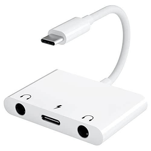 UWECAN USB C to 3.5mm Audio Adapter, 3 in 1 Aux to USB C Headphone Splitter Dual 3.5mm Audio Jack and PD 60W Fast Charging, Compatible for iPad Pro,Galaxy S22 S21 S20/Note 20,Pixel 4 3 XL,Huawei,etc