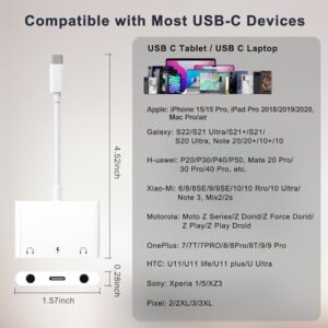 UWECAN USB C to 3.5mm Audio Adapter, 3 in 1 Aux to USB C Headphone Splitter Dual 3.5mm Audio Jack and PD 60W Fast Charging, Compatible for iPad Pro,Galaxy S22 S21 S20/Note 20,Pixel 4 3 XL,Huawei,etc