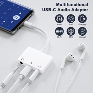 UWECAN USB C to 3.5mm Audio Adapter, 3 in 1 Aux to USB C Headphone Splitter Dual 3.5mm Audio Jack and PD 60W Fast Charging, Compatible for iPad Pro,Galaxy S22 S21 S20/Note 20,Pixel 4 3 XL,Huawei,etc