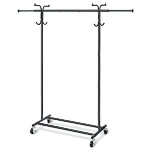 house again adjustable 2-in-1 heavy duty garment rack & coat rack, 66" l, rolling clothes rack with lockable wheels, sturdy cloth rack for hanging clothes, commercial grade, freestanding, chrome