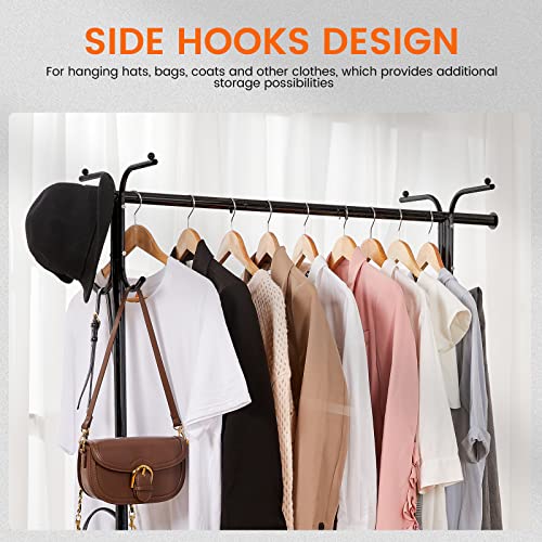 HOUSE AGAIN Adjustable 2-in-1 Heavy Duty Garment Rack & Coat Rack, 66" L, Rolling Clothes Rack with Lockable Wheels, Sturdy Cloth Rack for Hanging Clothes, Commercial Grade, Freestanding, Chrome