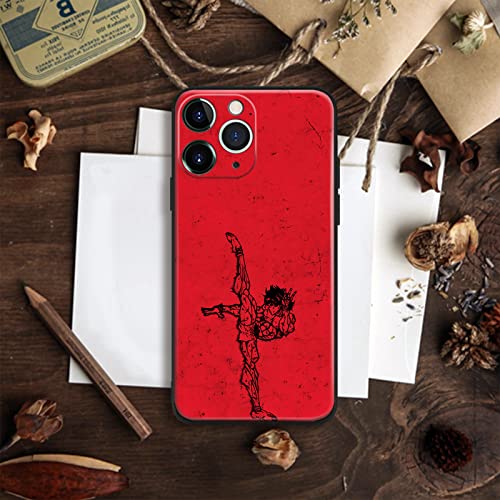 HEMINJYJEF Fashion Japanese Anime Anti-Drop Cover Manga Pattern Non-Slip Shell Soft Silicone Cartoons Protective Phone Cases (for iPhone 13 Pro,Baki Hanma Martial Arts)