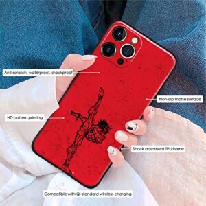 HEMINJYJEF Fashion Japanese Anime Anti-Drop Cover Manga Pattern Non-Slip Shell Soft Silicone Cartoons Protective Phone Cases (for iPhone 13 Pro,Baki Hanma Martial Arts)