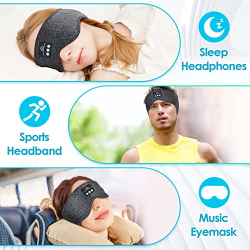 Sleep Headphones Bluetooth Sleeping Headband - Comfy Sleeping Headphones for Side Sleeper Elastic Music Sleep Band Cozy ASMR Wireless Eye Mask Christmas Gifts for Women Stocking Stuffers for Women Men