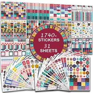 nickang planner stickers and accessories | 31sheets/1740+pcs | productivity & decorative stickers and accessories, ideal for budget, to do list, journals, calendars, daily, women, adults, holiday
