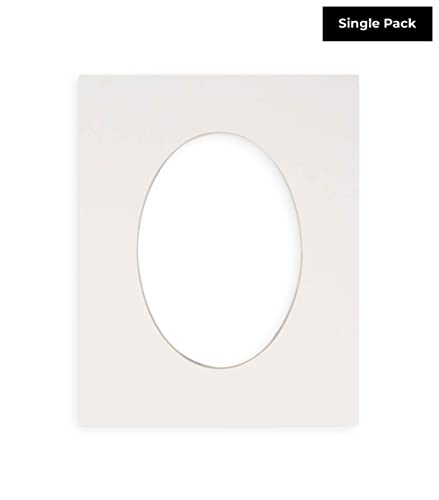 10x12 Mat Bevel Cut for 8x10 Photos - Precut White Oval Shaped Photo Mat Board Opening - Acid Free Matte to Protect Your Pictures - Bevel Cut for Family Photos, Pack of 1 Matboard