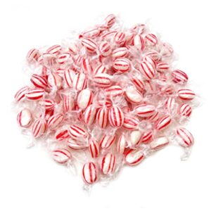 LaetaFood Peppermint Striped Hard Candy Drops, Individually Wrapped (1 Pound Bag - Approx. 75 Count)
