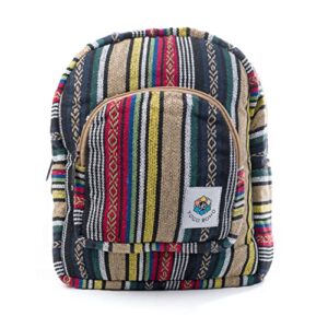yogo boho mini backpack, canvas boho backpack purse for travel, hippy bag with adjustable straps (kushi)
