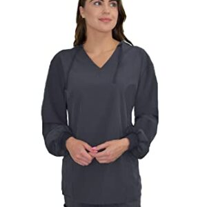 Green Town Women's Pullover Hoodie GT Performance Medical Uniform Scrub Jacket-Pewter-X-Large