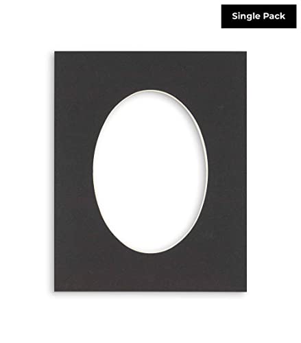 16x20 Mat Bevel Cut for 13x16 Photos - Precut Black Oval Shaped Photo Mat Board Opening - Acid Free Matte to Protect Your Pictures - Bevel Cut for Family Photos, Pack of 1 Matboard