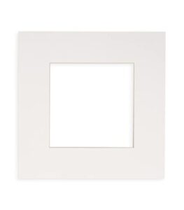 11x11 mat bevel cut for 7x7 photos - precut white square shaped photo mat board opening - acid free matte to protect your pictures - bevel cut for family photos, pack of 1 matboard
