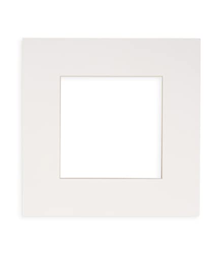 11x11 Mat Bevel Cut for 7x7 Photos - Precut White Square Shaped Photo Mat Board Opening - Acid Free Matte to Protect Your Pictures - Bevel Cut for Family Photos, Pack of 1 Matboard