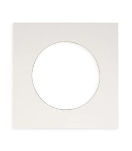 16x16 mat bevel cut for 12x12 photos - precut white circle shaped photo mat board opening - acid free matte to protect your pictures - bevel cut for family photos, pack of 1 matboard