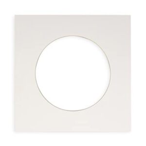 16x16 Mat Bevel Cut for 12x12 Photos - Precut White Circle Shaped Photo Mat Board Opening - Acid Free Matte to Protect Your Pictures - Bevel Cut for Family Photos, Pack of 1 Matboard