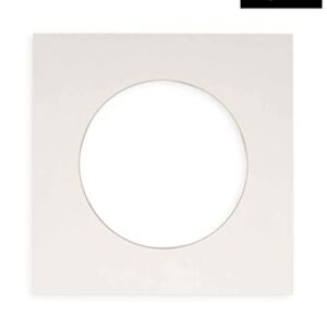 16x16 Mat Bevel Cut for 12x12 Photos - Precut White Circle Shaped Photo Mat Board Opening - Acid Free Matte to Protect Your Pictures - Bevel Cut for Family Photos, Pack of 1 Matboard