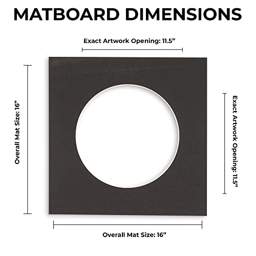 16x16 Mat Bevel Cut for 12x12 Photos - Precut White Circle Shaped Photo Mat Board Opening - Acid Free Matte to Protect Your Pictures - Bevel Cut for Family Photos, Pack of 1 Matboard