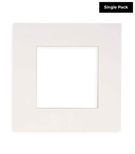 14x14 Mat Bevel Cut for 10x10 Photos - Precut White Square Shaped Photo Mat Board Opening - Acid Free Matte to Protect Your Pictures - Bevel Cut for Family Photos, Pack of 1 Matboard