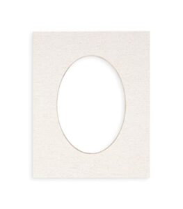 11x14 mat bevel cut for 8x12 photos - precut white linen canvas oval shaped photo mat board opening - acid free matte to protect your pictures - bevel cut for family photos, pack of 1 matboard