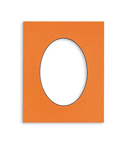 8x10 Mat Bevel Cut for 6x8 Photos - Precut Basketball Texture Oval Shaped Photo Mat Board Opening - Acid Free Matte to Protect Your Pictures - Bevel Cut for Family Photos, Pack of 1 Matboard