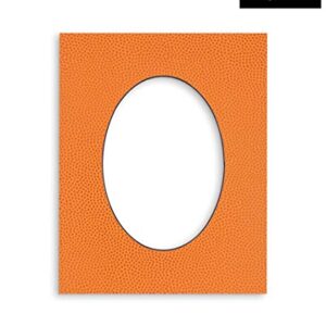 8x10 Mat Bevel Cut for 6x8 Photos - Precut Basketball Texture Oval Shaped Photo Mat Board Opening - Acid Free Matte to Protect Your Pictures - Bevel Cut for Family Photos, Pack of 1 Matboard