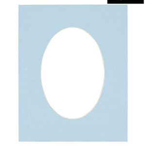 8.5x11 Mat Bevel Cut for 5x7 Photos - Precut Baby Blue Oval Shaped Photo Mat Board Opening - Acid Free Matte to Protect Your Pictures - Bevel Cut for Family Photos, Pack of 1 Matboard