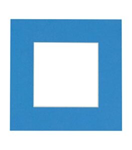 13x13 mat bevel cut for 9x9 photos - precut bay blue square shaped photo mat board opening - acid free matte to protect your pictures - bevel cut for family photos, pack of 1 matboard