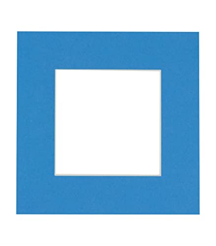 13x13 Mat Bevel Cut for 9x9 Photos - Precut Bay Blue Square Shaped Photo Mat Board Opening - Acid Free Matte to Protect Your Pictures - Bevel Cut for Family Photos, Pack of 1 Matboard