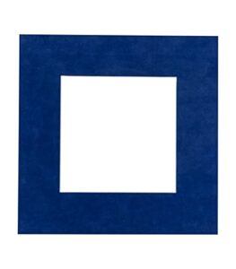 12x12 mat bevel cut for 8x8 photos - precut brooke blue suede square shaped photo mat board opening - acid free matte to protect your pictures - bevel cut for family photos, pack of 1 matboard