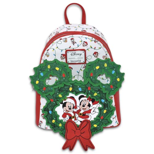 Loungefly GT Exclusive Disney Mickey & Friends Holiday Wreath Light Up Mini Backpack