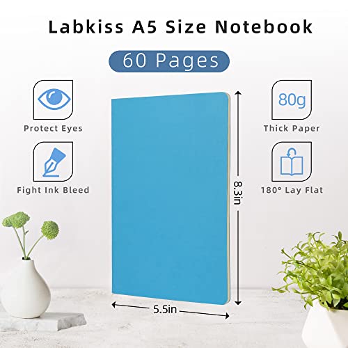 Labkiss 24 Pack College Ruled Notebook & Journal Bulk, Multi Cover, Line Thick Paper, A5 Size, 5.5x8.3 inch, 60 Page, Small Subject Composition Note Pad Set for Women Men Kids Traveler Student Office