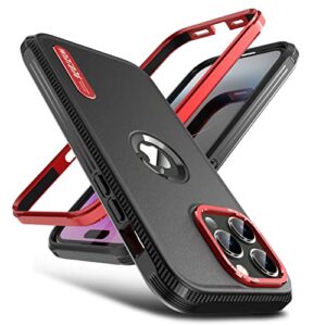 wintong magnetic case compatible with iphone 14 pro max case, [military grade drop protection] full-body shockproof rugged protective cover heavy duty case for iphone 14 pro max 6.7", black/red